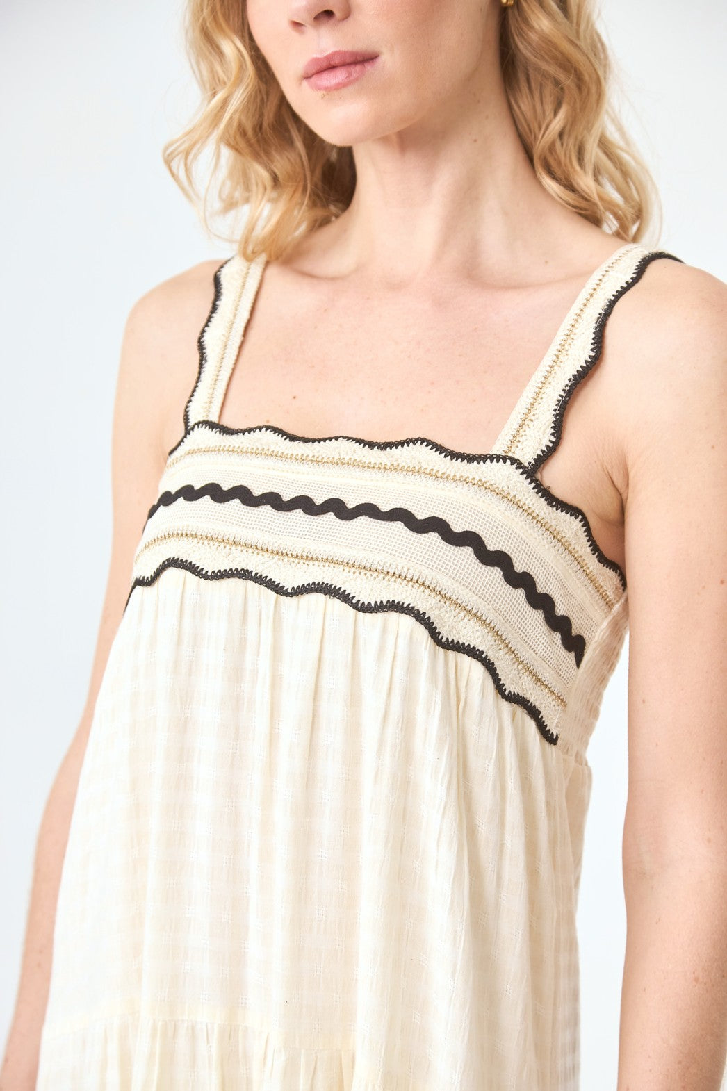 hj nakara cotton cream/blk dress
