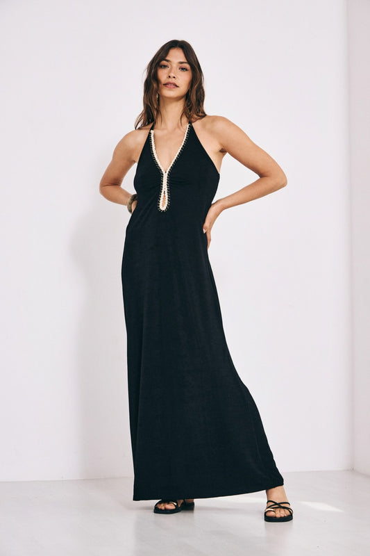 ni dalai black halter dress with rope detail