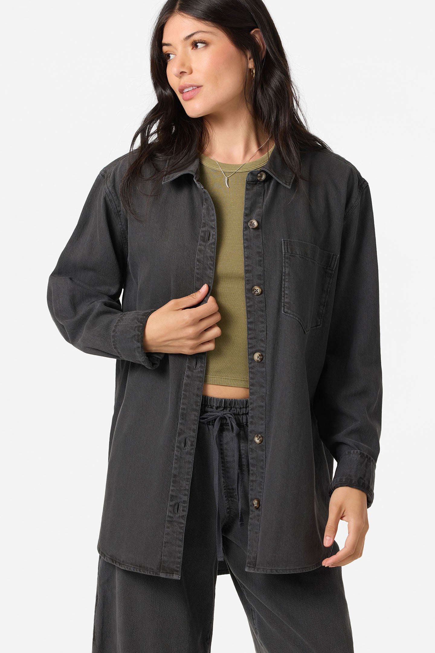 sevie washed black shacket