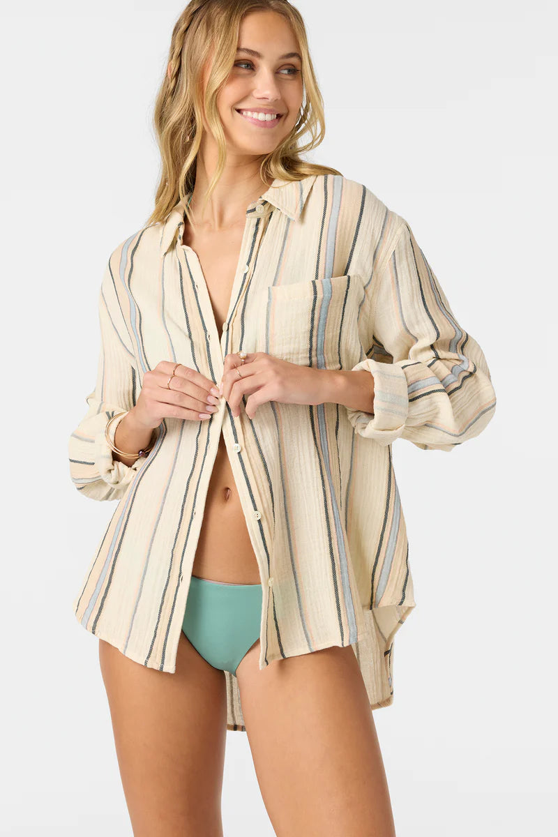 leni striped relaxed gauze buttondown