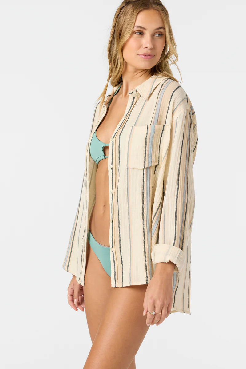 leni striped relaxed gauze buttondown