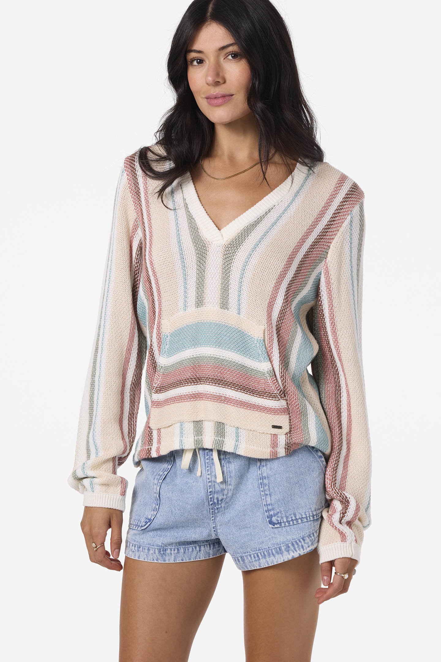 catamaran knit stripe hoodie desert sand