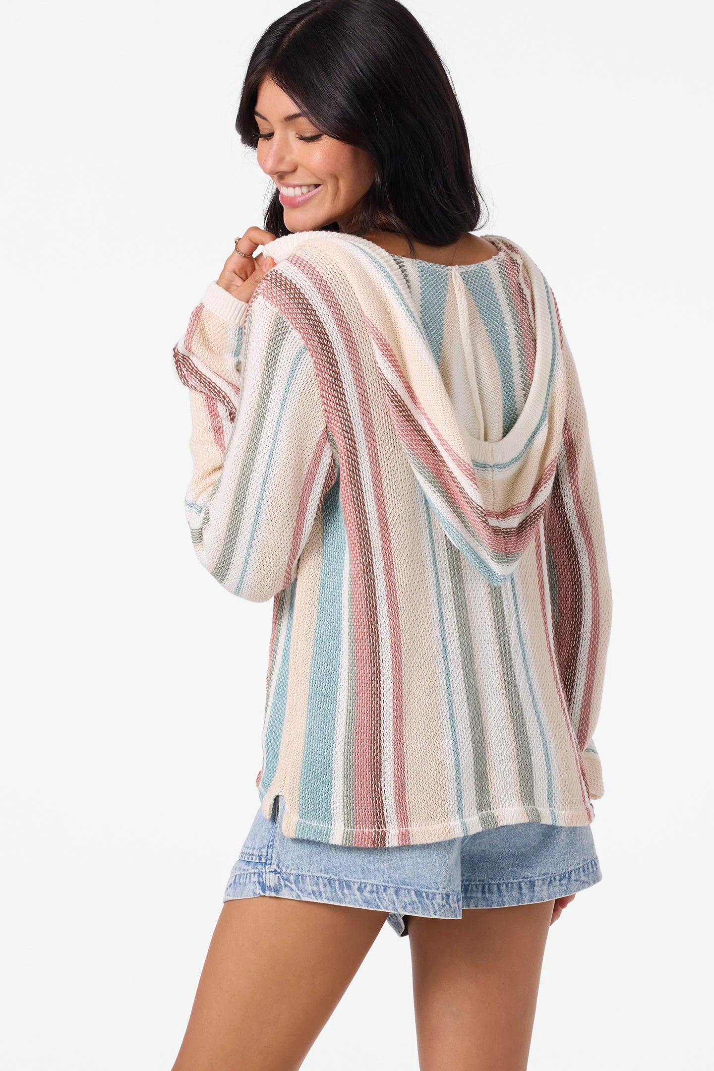 catamaran knit stripe hoodie desert sand