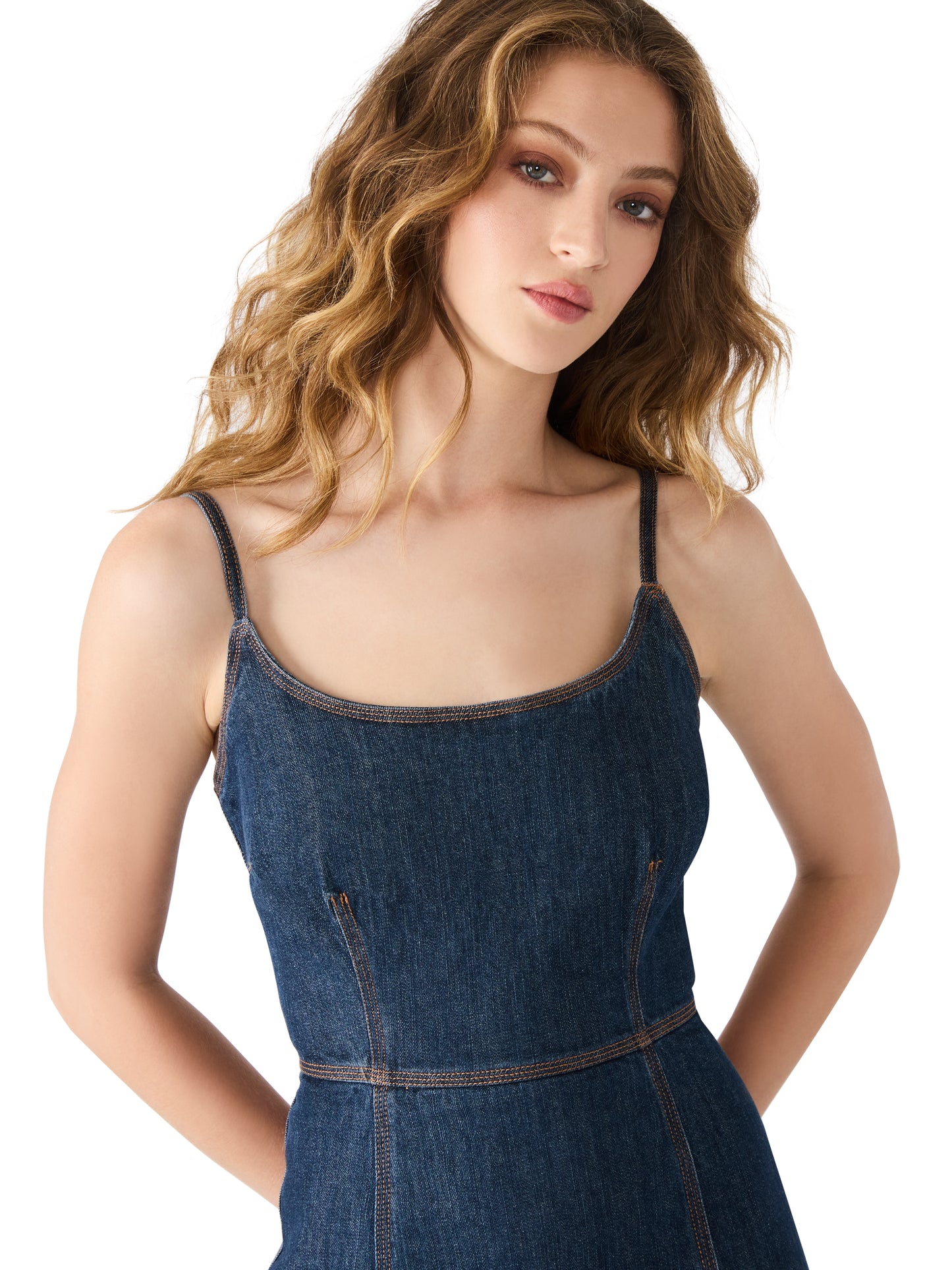 Gisellle washed denim midi dress