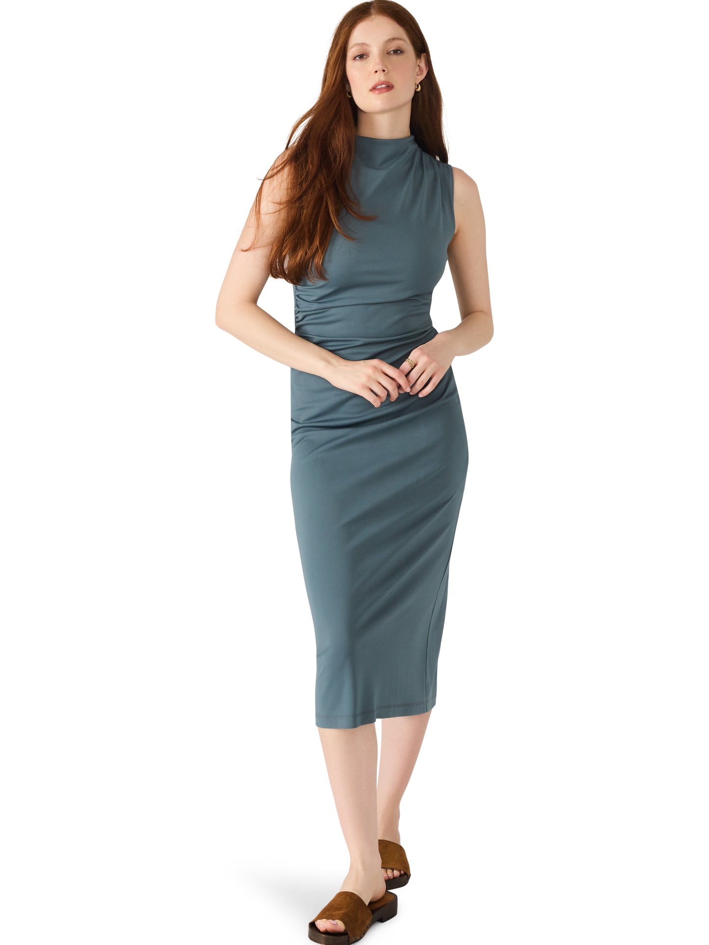 Mo cloud gray midi dress