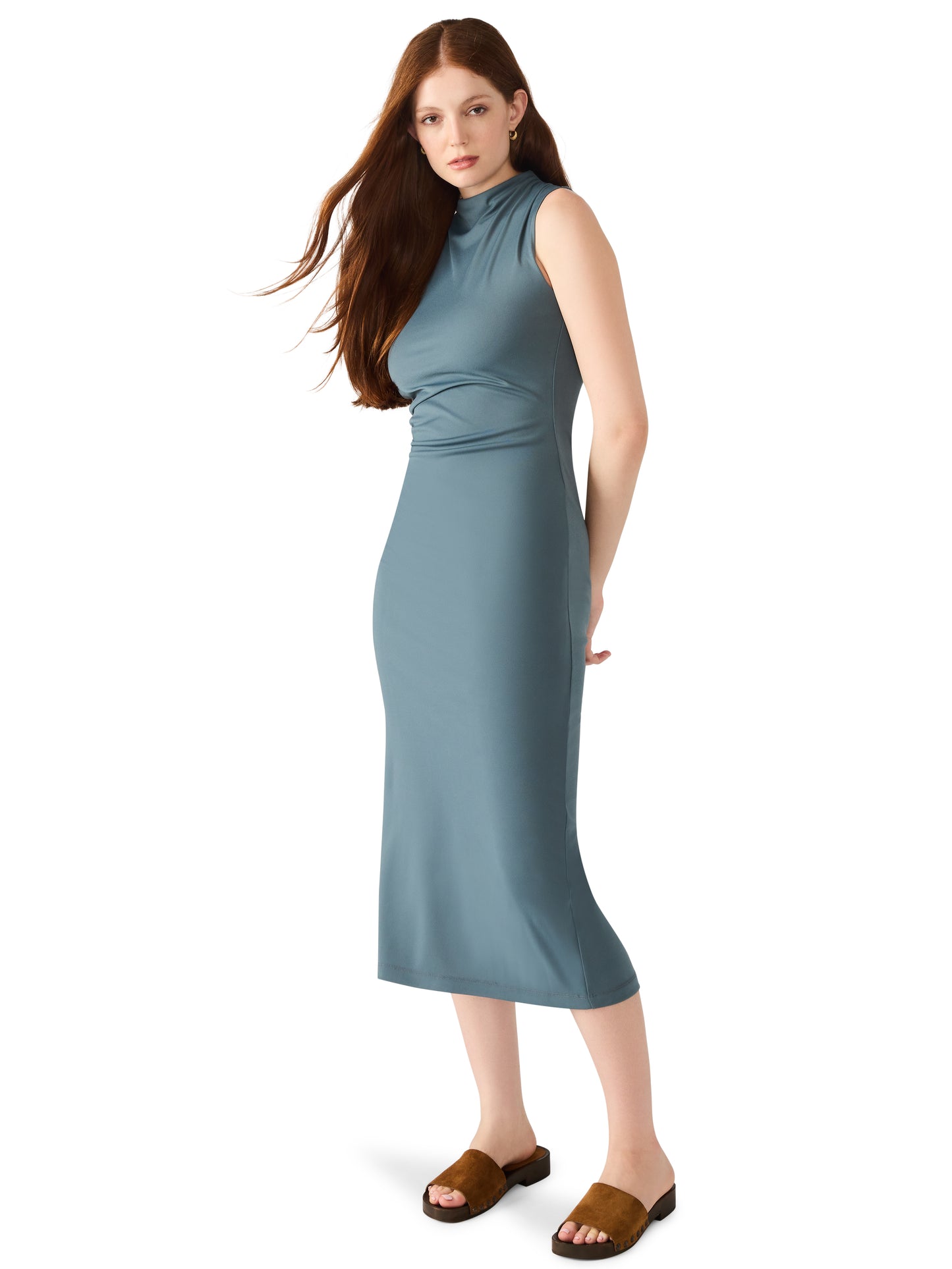 Mo cloud gray midi dress