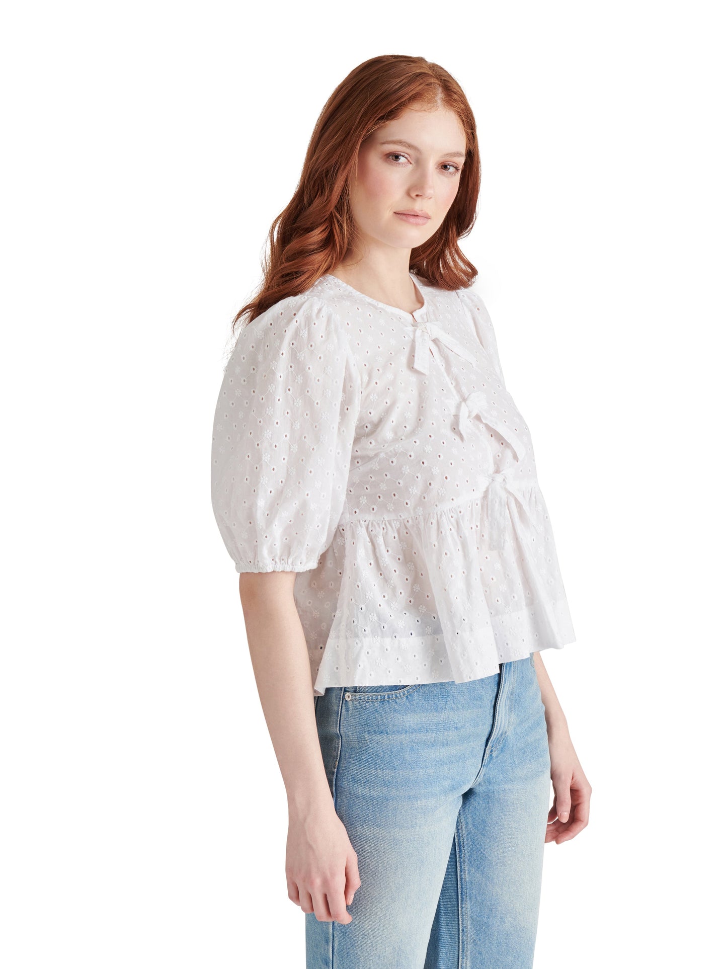 paula eyelete top white