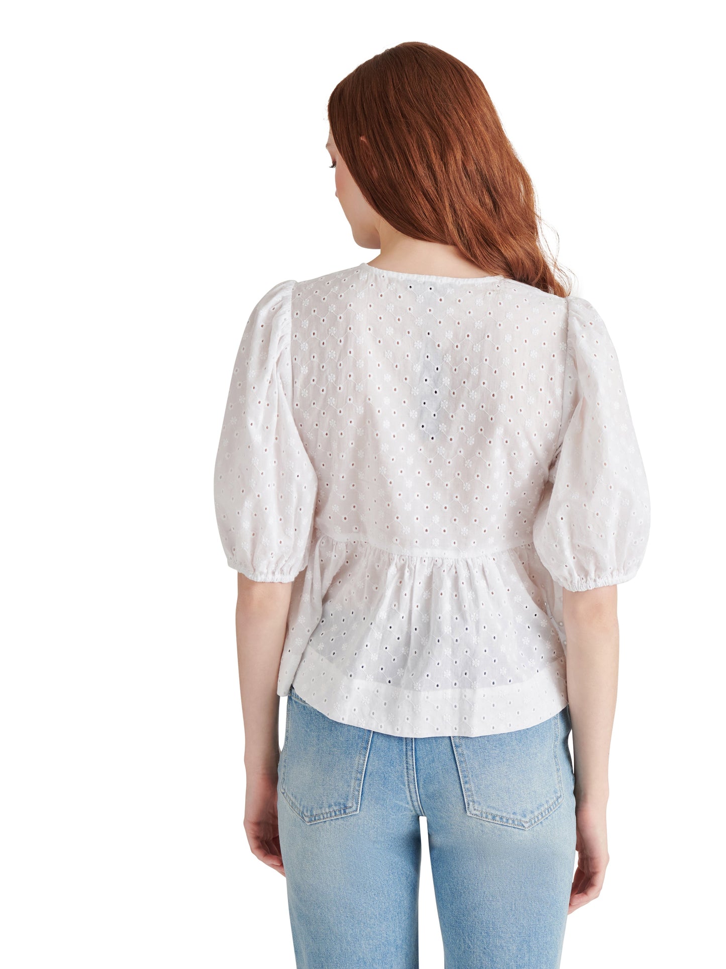 paula eyelete top white