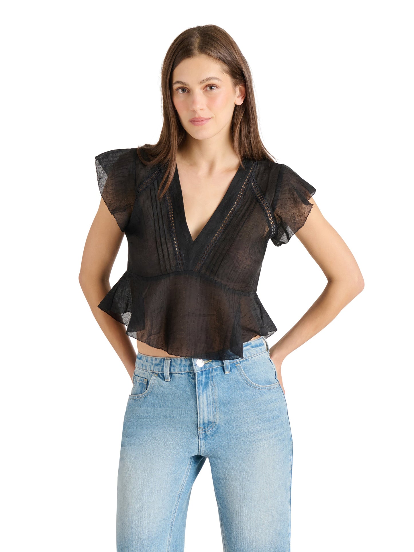 leyla black sheer blouse