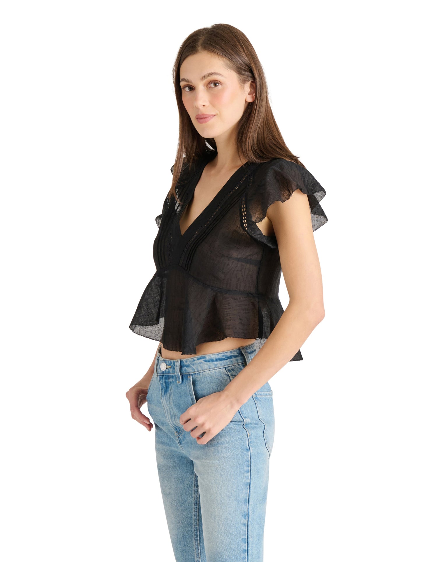 leyla black sheer blouse