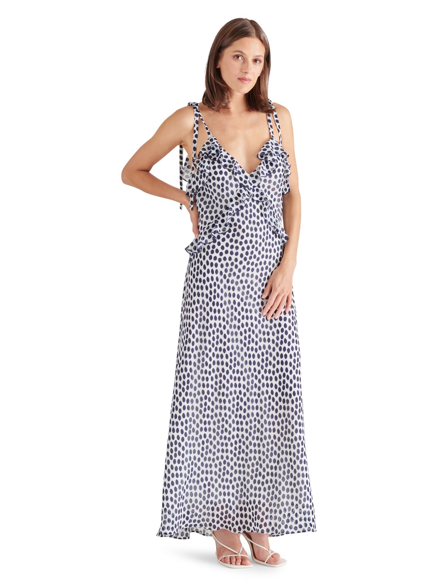 adalina dress navy polka dot