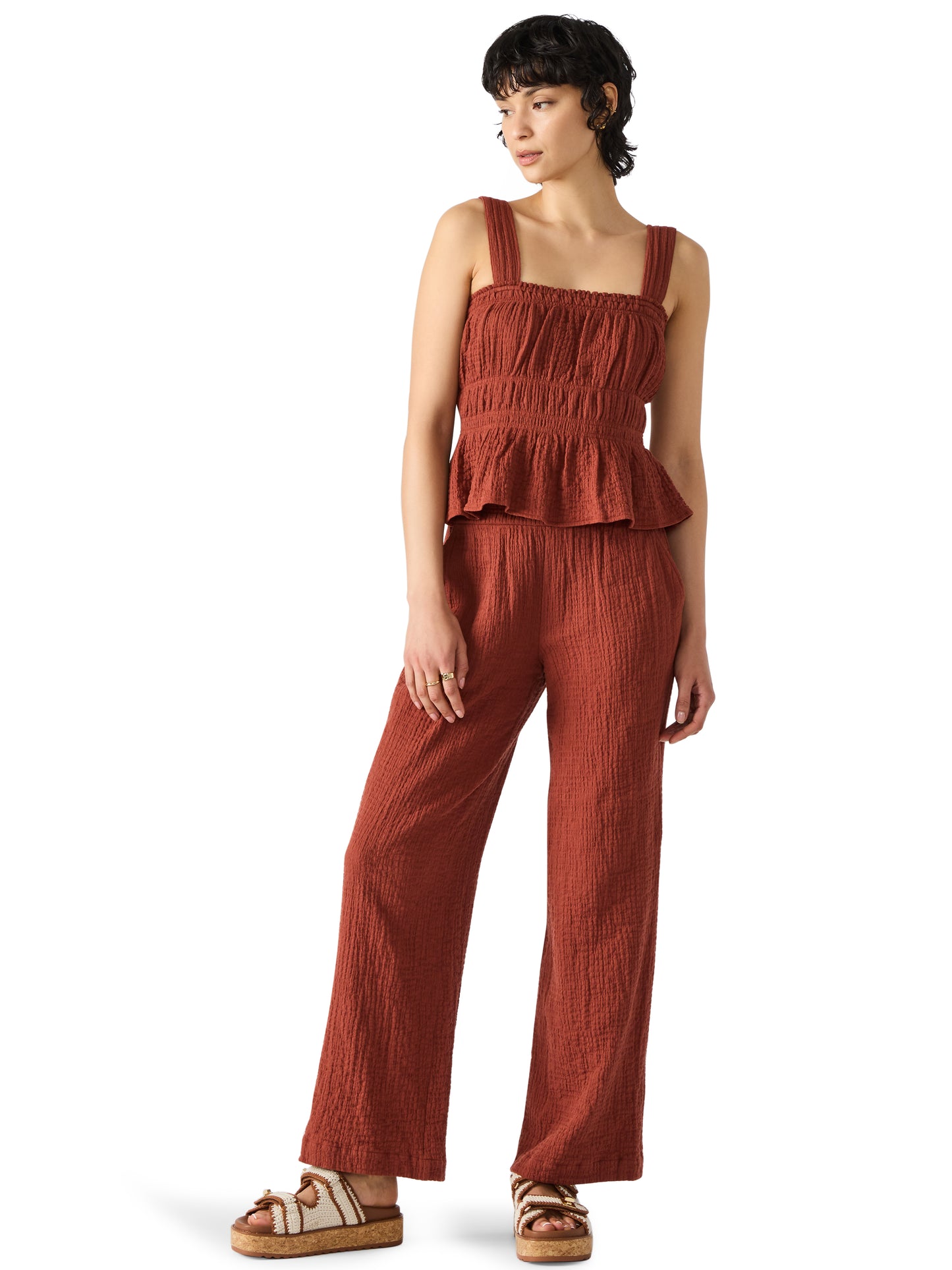 pomeline gauze pant dusty brick