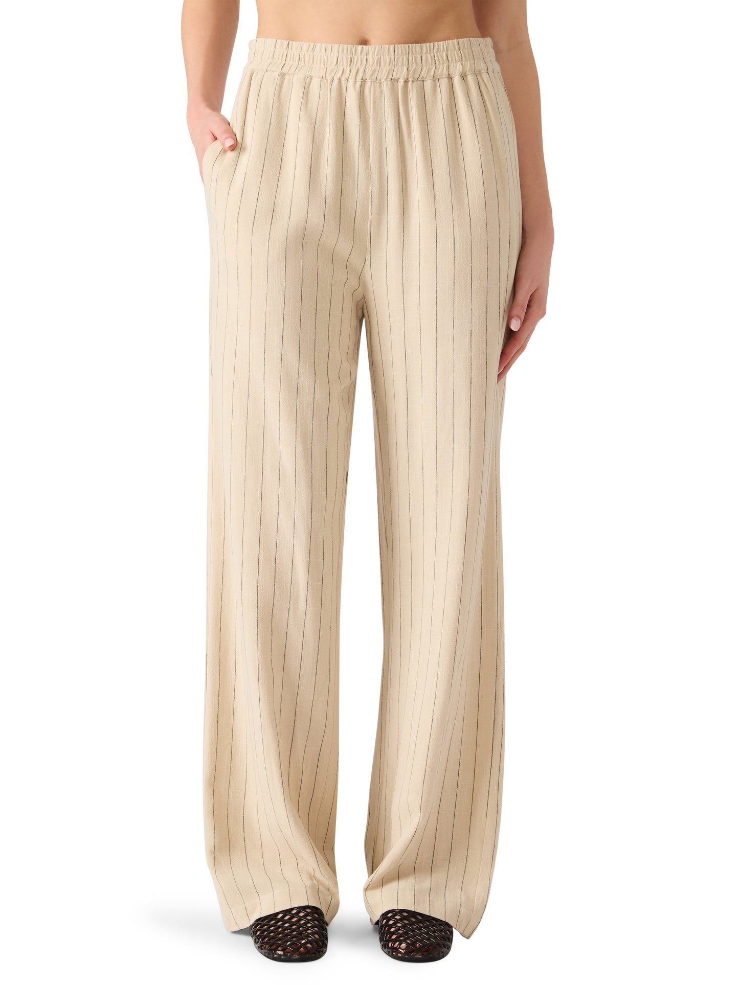 venita oatmeal stripe pant