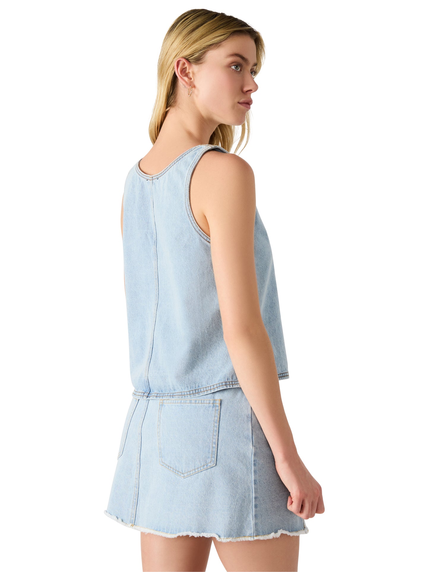 elia soft blue denim top