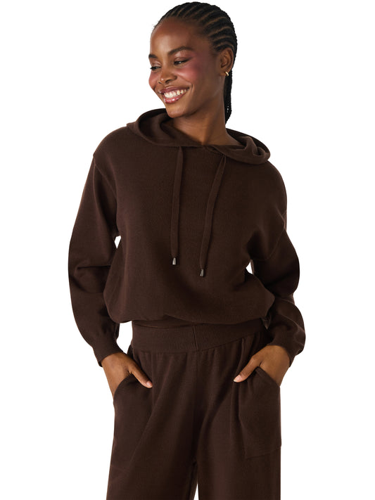 kinny dark espresso knit hoodie