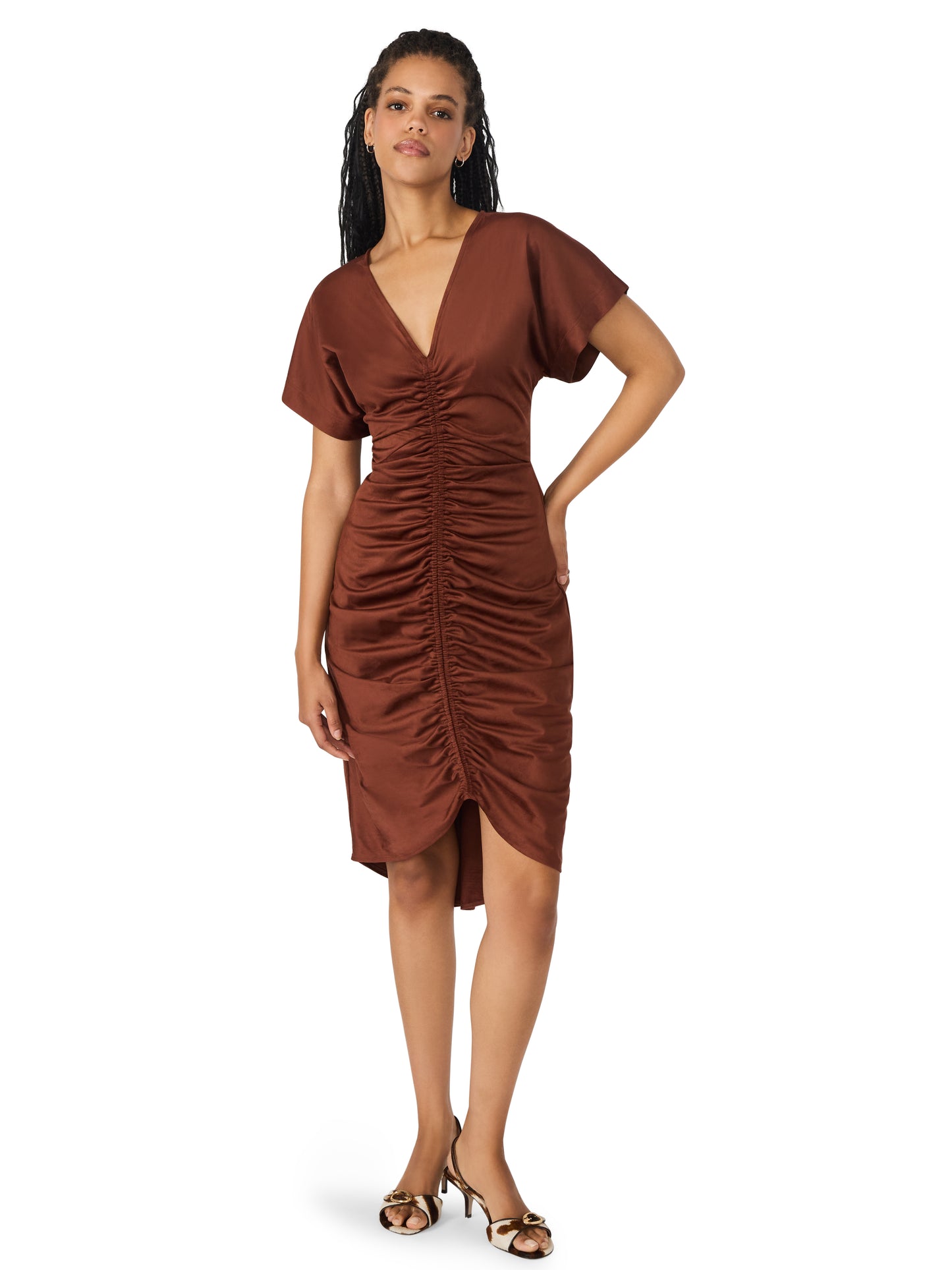 aimee suede dress dark fig