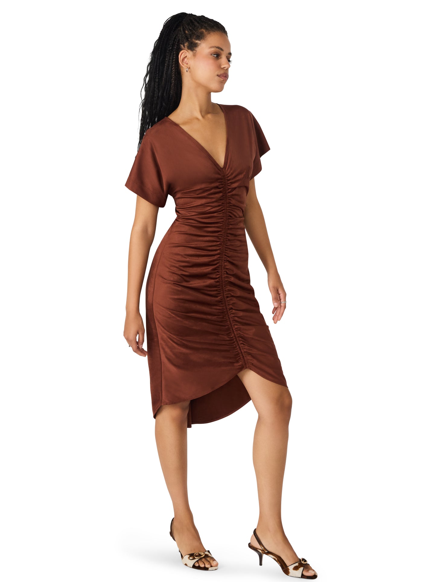 aimee suede dress dark fig