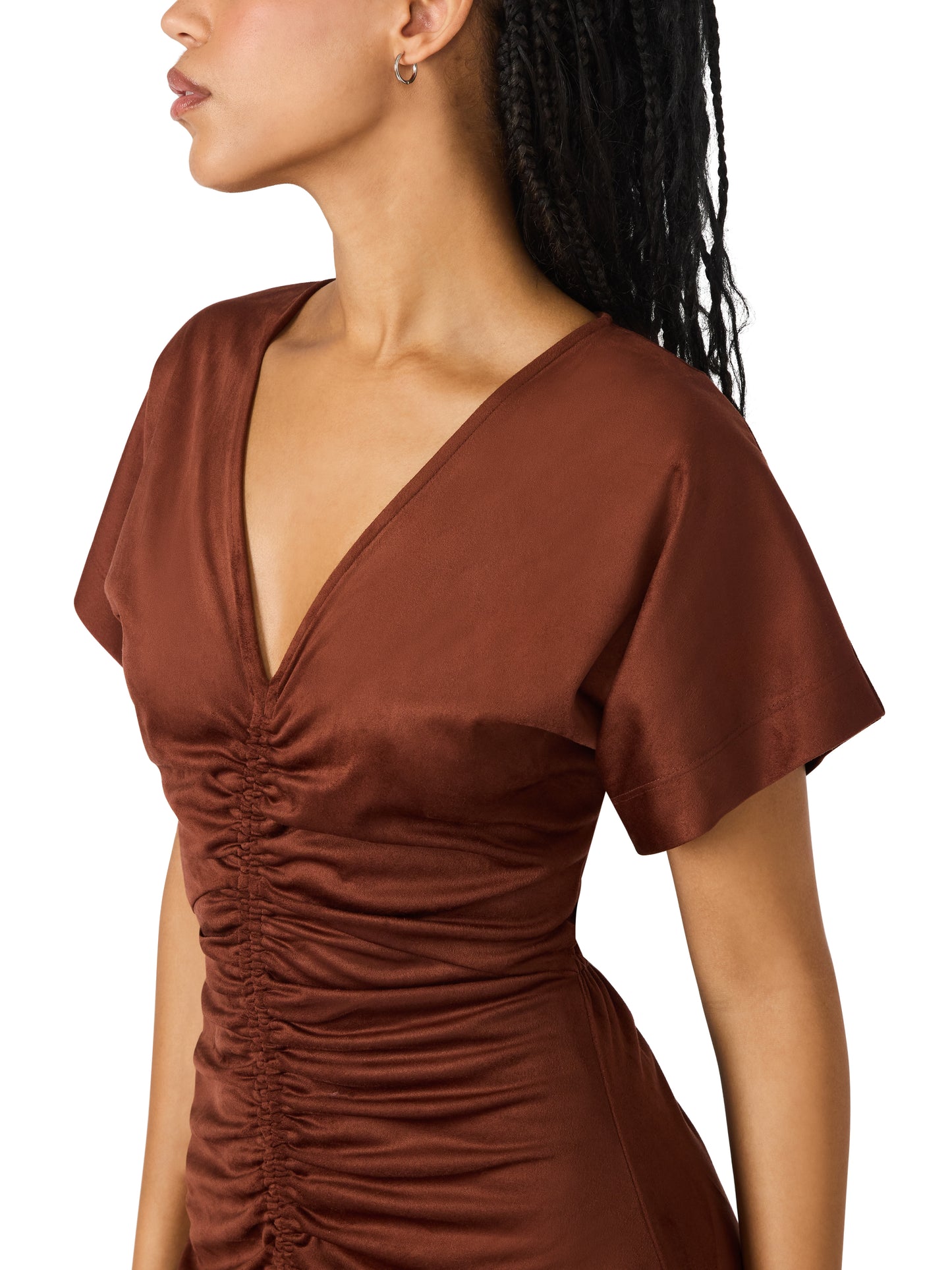 aimee suede dress dark fig