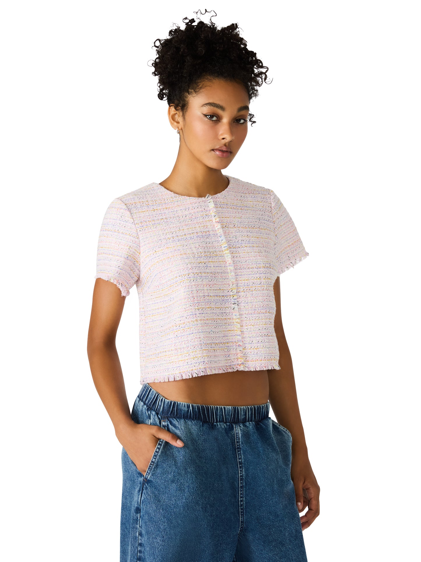 addie top blush plaid