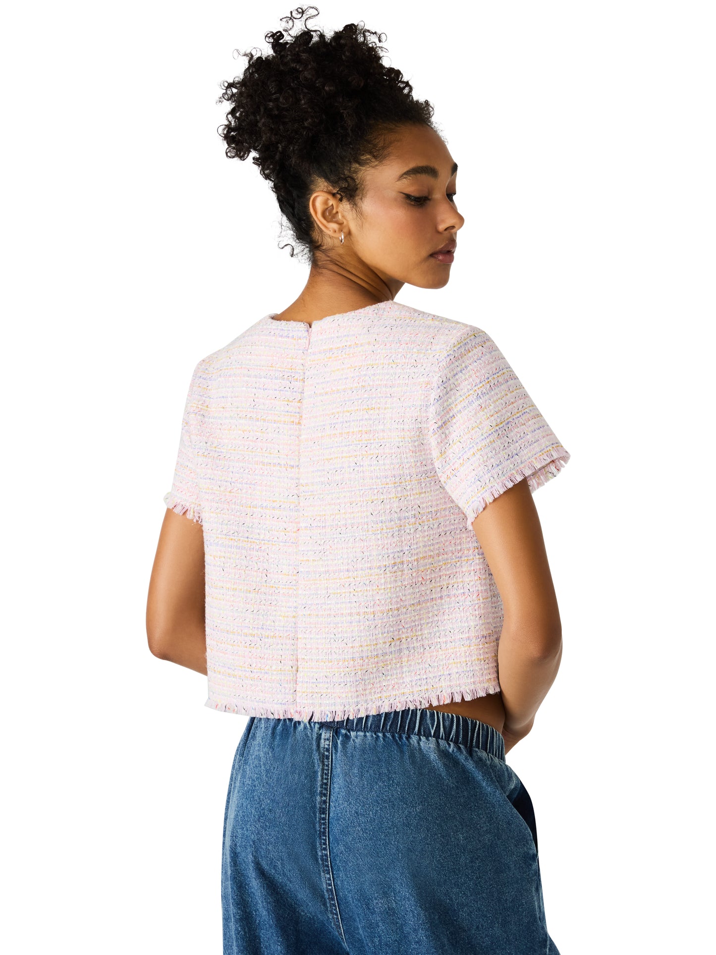 addie top blush plaid