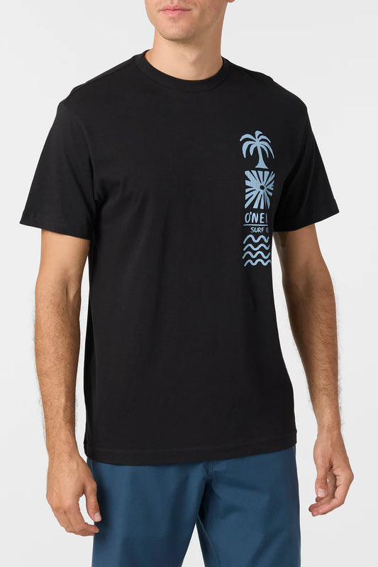 woodvcut black & blue graphic tee