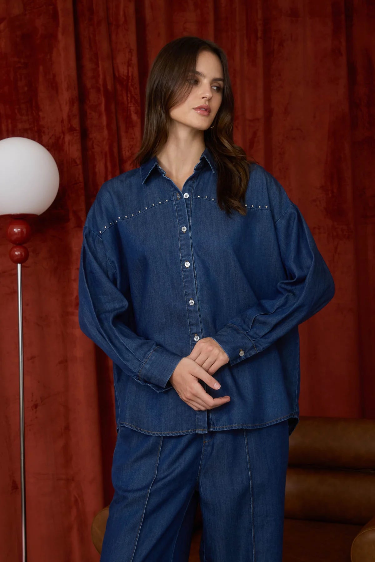 denim stud shirt