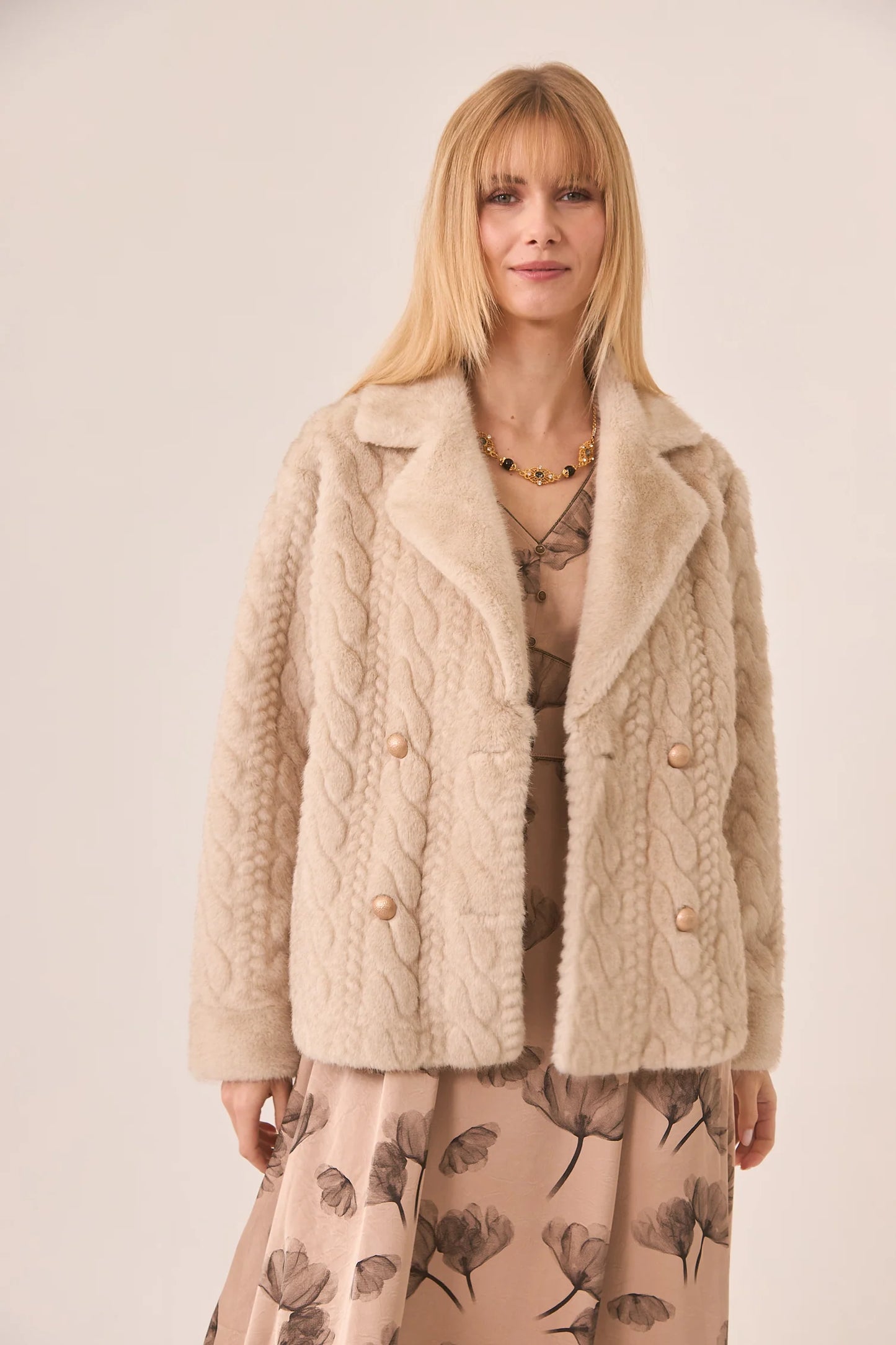 fresia cream fur coat