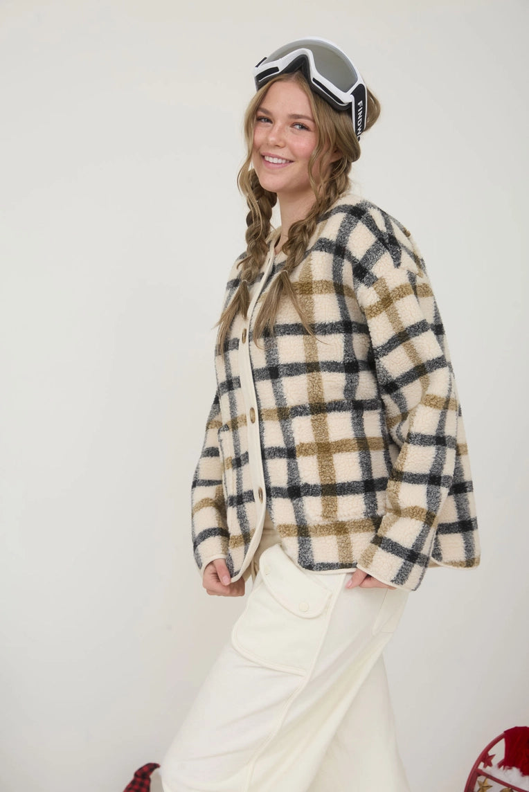 kelly plaid teddy shacket