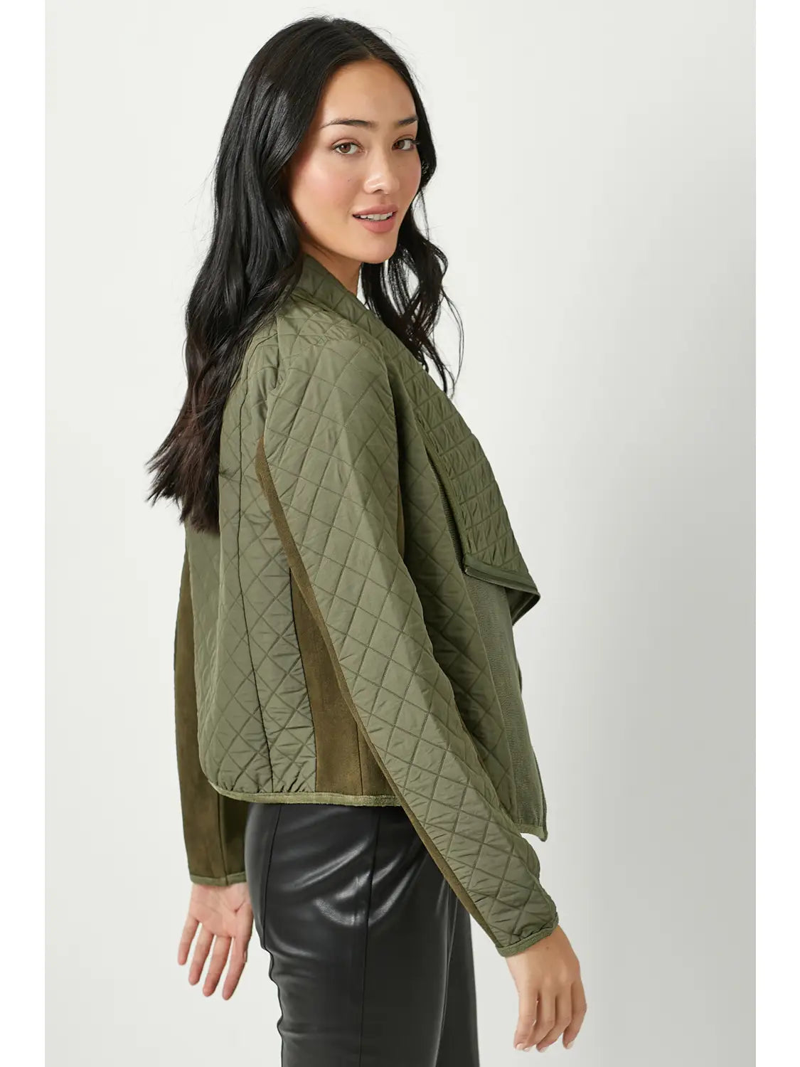 cass olive drape quilted jacket