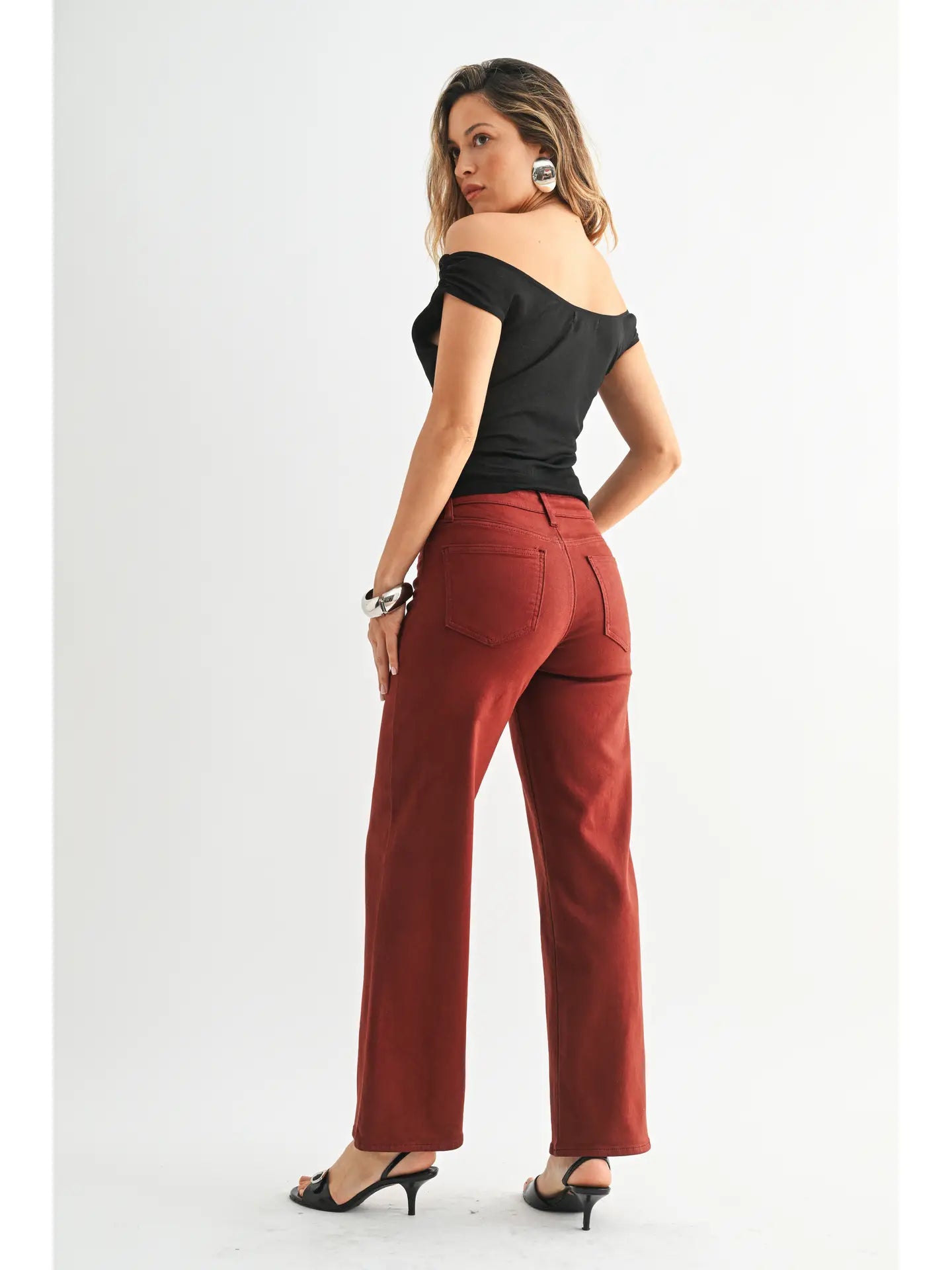 brick red utility jeans