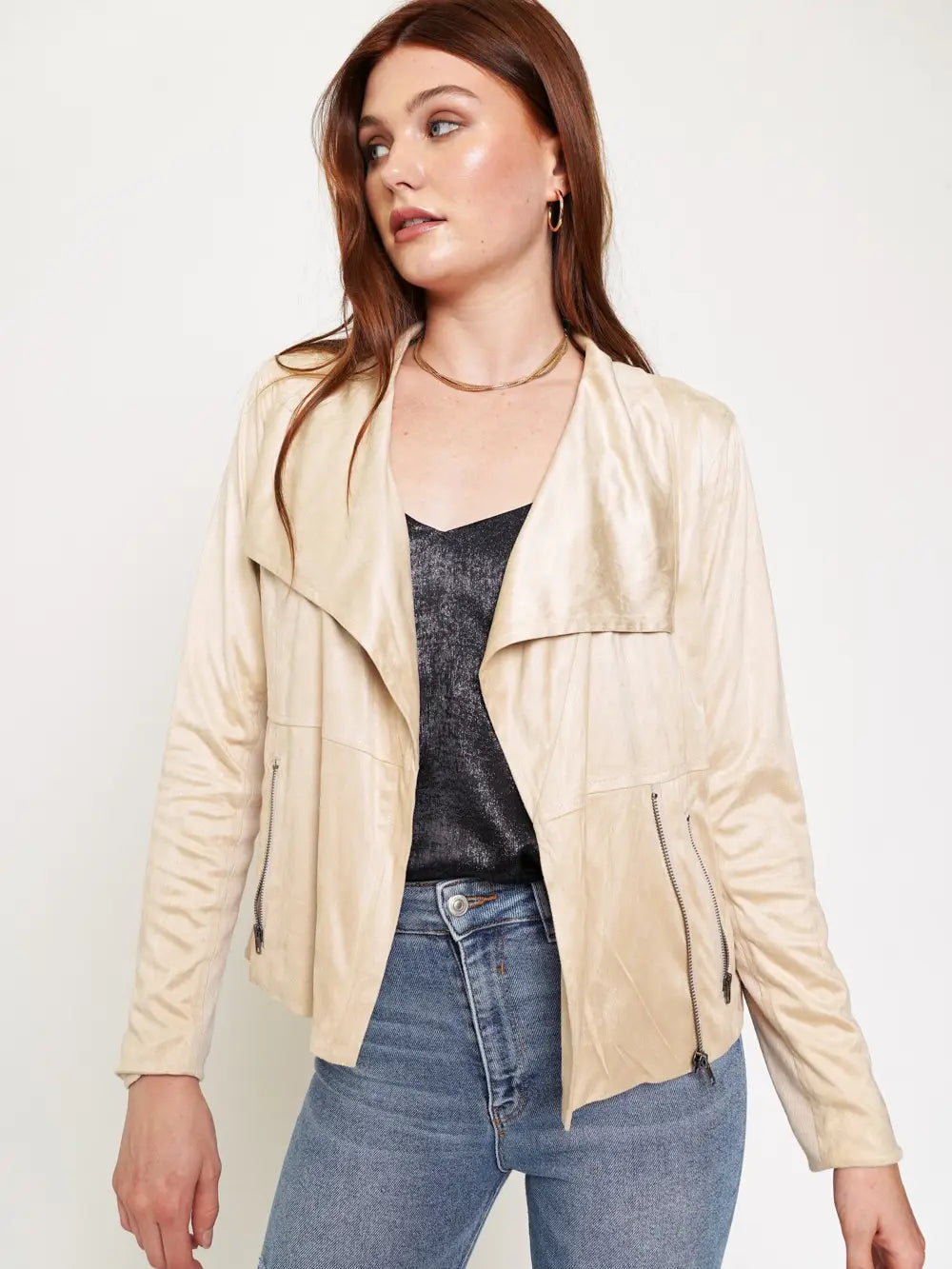 brittany natural suede moto jacket