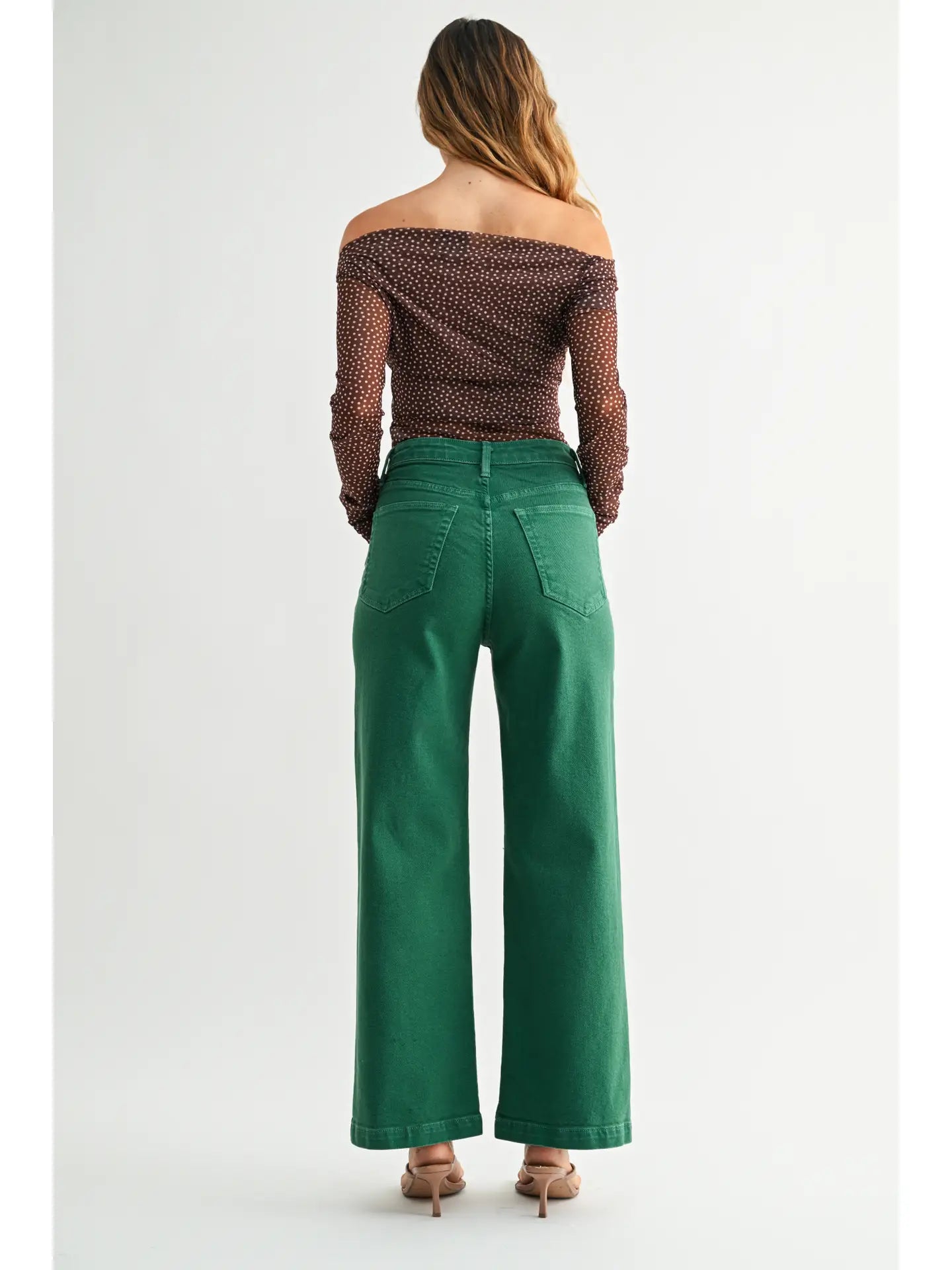 green patch pocket jeans