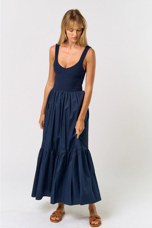 navy izzy tank dress with ribbed top