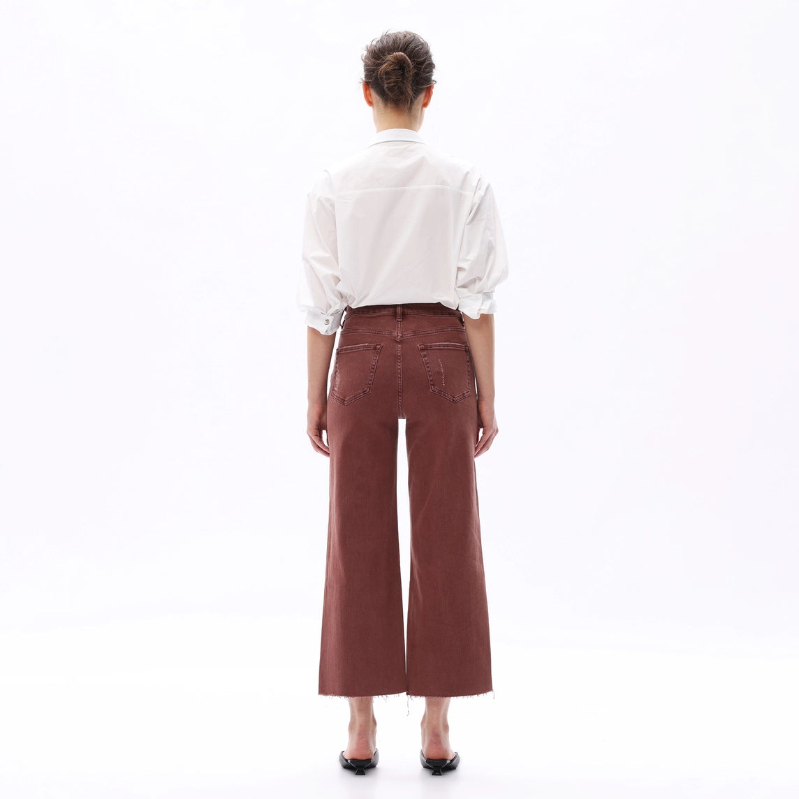 cappuccino high rise wide leg denim