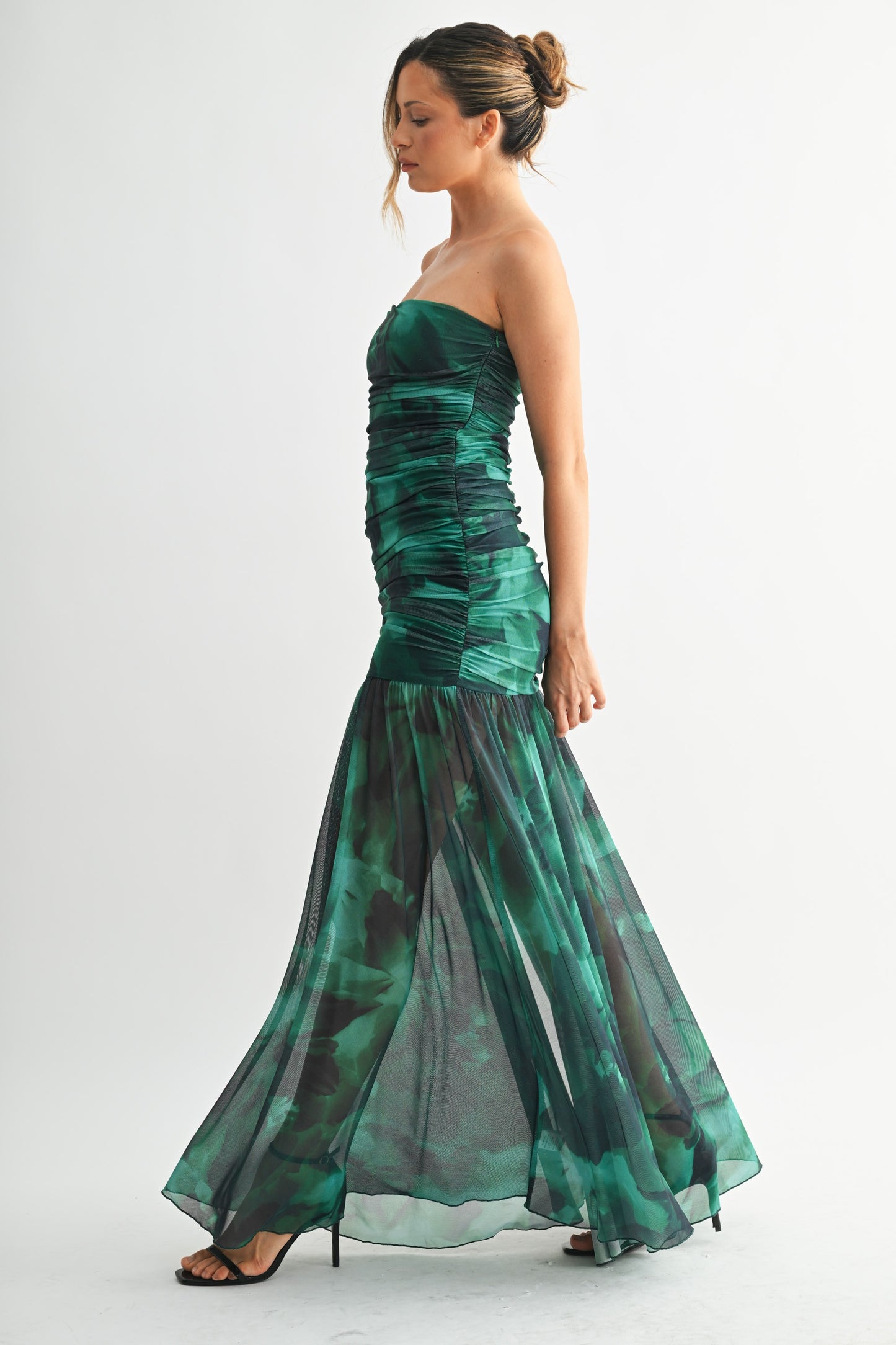 Emerald illusion mesh dress