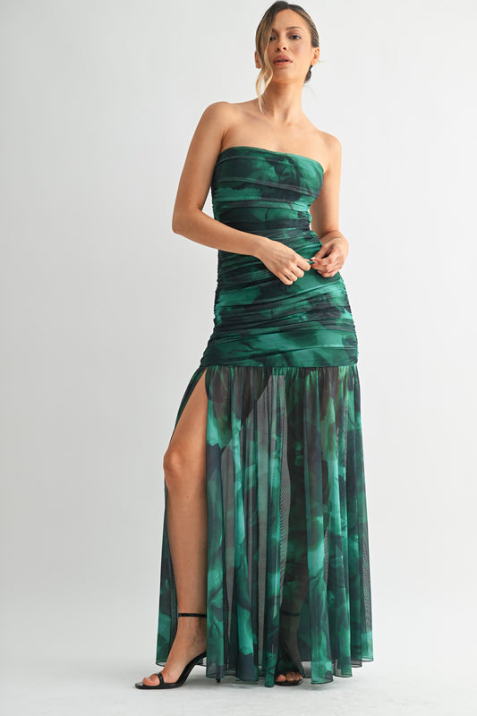 Emerald illusion mesh dress